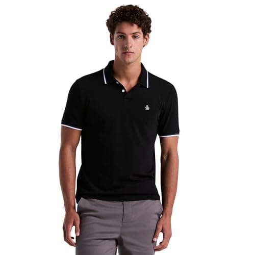 Image of Original Penguin Mens Tipped Polo Shirt, Black, XL UK