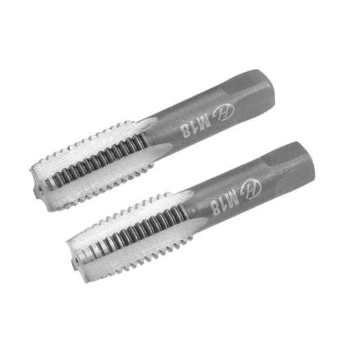 Image of sourcing map Metric Hand Tap M18 Thread 2.5 Pitch 4 Straight Flutes H2 Alloy Tool Steel Bottom & Taper Screw Tap Set Tapping Tools for Repairing 1 Pair