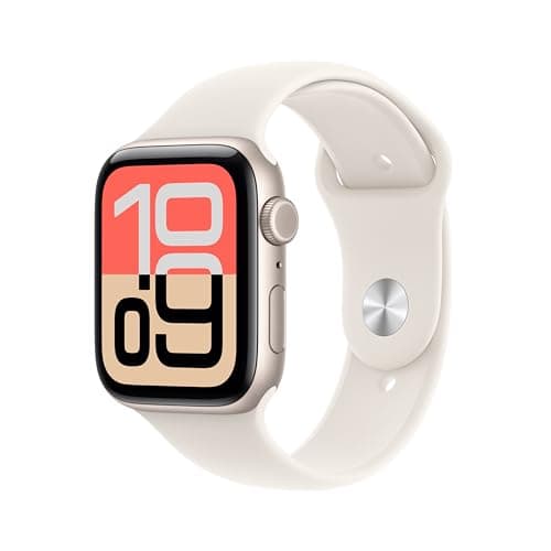 Image of Apple Watch SE 3 GPS + Cellular 44mm Smartwatch with Starlight Aluminium Case with Starlight Sport Band S/M. Fitness and Sleep Trackers, Heart Rate Monitor, Always-On Display, Water Resistant