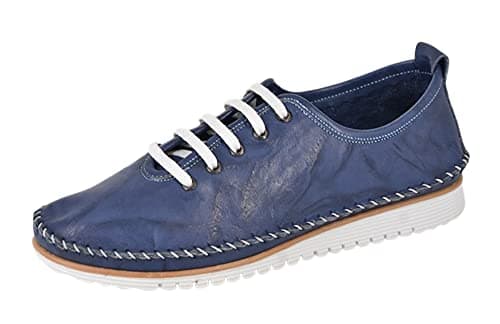 Image of Mod Comfys Womens Softie Leather Casual Shoes with Leather Comfort Insole and Rubber Sole Navy Blue 5 UK