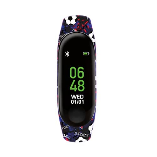 Image of Tikkers Series 1 Printed Black Football Silicone Strap Activity tracker with colour touch screen and up to 7 day battery life TKS01-0006
