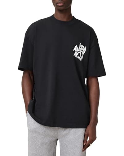 Image of AllSaints Men's Underground Ss Crew, Jet Black/Blue, Large