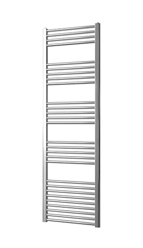 Image of Greened House Chrome Straight Heated Towel Rail 600mm wide x 1400mm high Flat Central Heating Towel Radiator