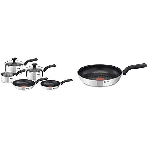 Image of Tefal 5 Piece, Comfort Max, Stainless Steel, Pots and Pans, Induction Set & 30 cm Comfort Max, Induction Frying Pan, Stainless Steel, Non Stick