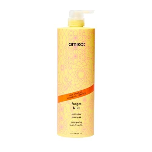 Image of amika forget frizz anti-frizz hair shampoo - smoothing sulfate free shampoo for frizz-prone hair with aloe + sea buckthorn - provides lightweight hydration with a built-in humidity shield (1000 ml)