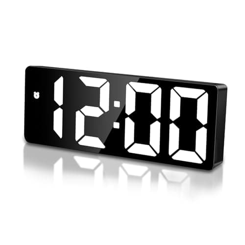 Image of Sarsumir Alarm Clock, Digital Clock, LED Digital Alarm Clock with Time, Date, Temperature, Snooze Function, Brightness, Adjustable Alarm Clock, Children for Home, Bedroom, Office, White Light