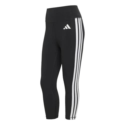 Image of adidas Women's Optime Essentials Workout 3-Stripes 3/4 Leggings, Black/White, M