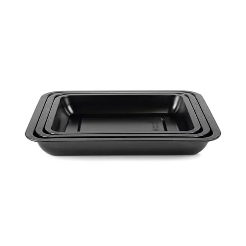 Image of Russell Hobbs Everyday 3-Piece Roaster Set – Stackable Roasting Trays, Non-Stick ILAG Coating, Carbon Steel, Made in The UK, Dishwasher Safe, 5 Year Guarantee, Meat, Vegetables, Sunday Roasts, Black