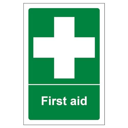 Image of V Safety First Aid General - First Aid - 100 X 150 mm Restickable Safety Sign