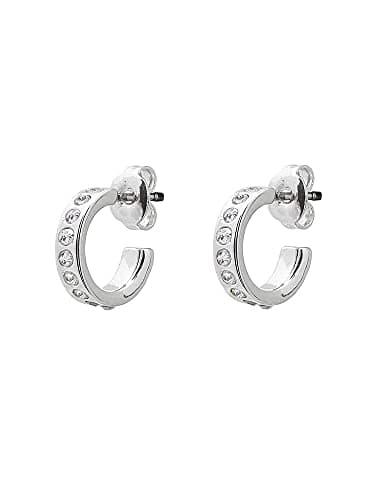 Image of Ted Baker Seeni Mini Hoop Huggie Earrings for Women (Silver/Crystal)
