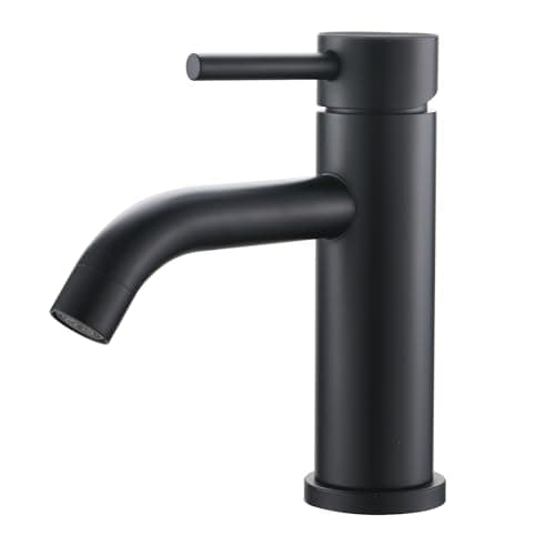 Image of Ibergrif Black Basin Mixer Tap for Bathroom and Washroom Single Lever M11003B