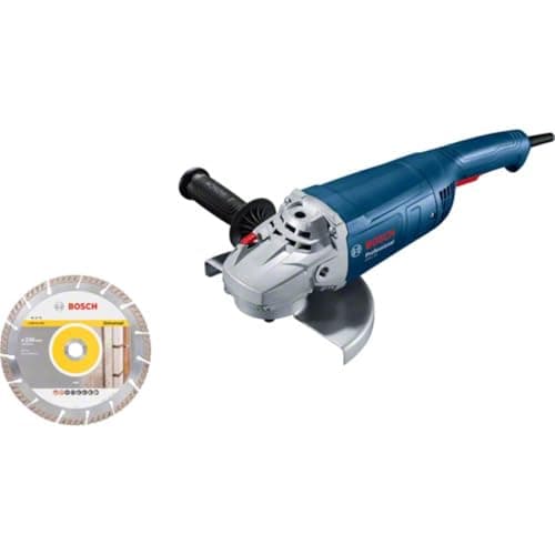 Image of Bosch Professional GWS 20-230 P Angle Grinder (2,000 Watts, Includes Additional Handle, Flange, Clamping Nut, Protective Cover, Two-Hole Key, Diamond Cutting Disc, in Box)
