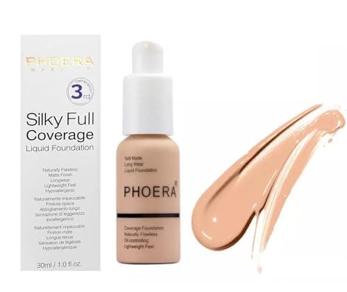 Image of PHOERA Full Coverage Foundation Soft Matte Liquid | Oil Control, Waterproof, Long Lasting | Concealer & Flawless Makeup for Oily, Acne-Prone, Sensitive Skin | Vegan & Cruelty-Free (WARM PEACH)