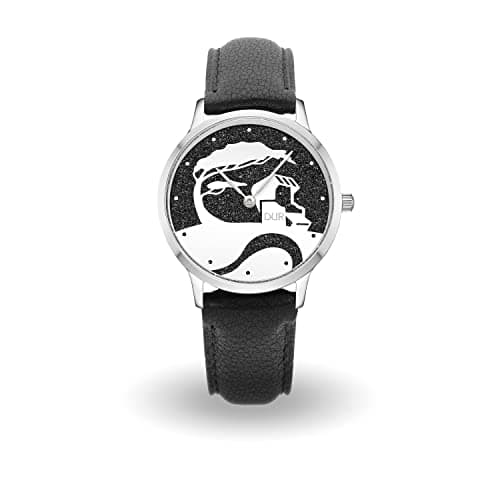 Image of DUR Beach Sand Lava Sand Compass Coast Watch Waterproof Stainless Steel Watch with Sapphire Glass Leather or Stainless Steel Strap Women Men, Costa, Lava Sand, Black Leather Strap, Klein, 36 mm