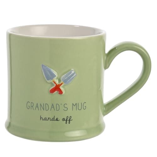 Image of Celebrations - Love Life - 'Grandad's Mug - Hands Off' Grandpa, Grandfather Birthday Celebration Ceramic Mug - Kitchen Gifting and Homeware for Tea, Coffee & Hot Drinks - 330ml / 11.15oz.