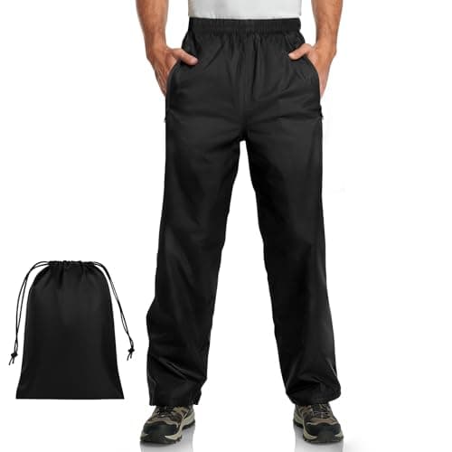 Image of BSBUY Adult Waterproof Trousers Mens Womens Overtrousers Lightweight Rain Trousers Breathable Rain Pants with Packaway Bag Outdoor Windproof Rain Over Pants for Golf Hiking Fishing Cycling(L)