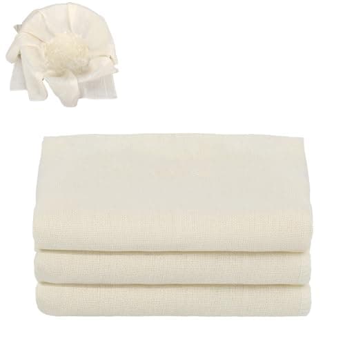 Image of 3 Pcs Cheesecloth, 50 x 50 cm Unbleached Grade 100 Reusable Muslin Cloths for Cooking Ultra Fine Washable Cheese Cloths for Straining for Filtering Juice Cheese Tea Coffee