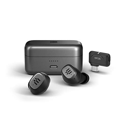 Image of EPOS GTW 270 Hybrid Wireless Gaming Earbuds, Bluetooth & USB-C Dongle, Noise Reducing Closed Design, Dual Mics, Ergonomic Fit, IPX 5 Water Resistant, Portable Charging Case, 20 Hours of Playtime