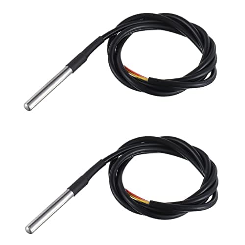 Image of BOJACK 1M Temperature Sensor Waterproof Temperature Probe Compatible with Arduino and Raspberry Pi Stainless Steel Package (Pack of 2 Pcs)