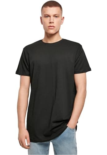 Image of Build Your Brand Men's Shaped Long Tee T-Shirt, Black, M