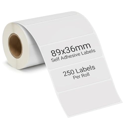 Image of eCompostable Self Adhesive Address Labels 89x36mm, 250 White Sticky Labels Roll for Mailing, [Non Thermal] Packaging & Organisation Labels Stickers
