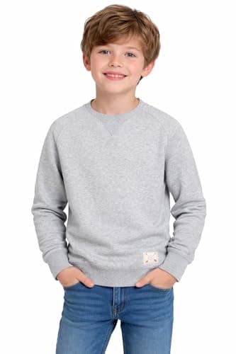 Image of Blu Apparel Kids Premium Crew Neck Sweatshirt Boys Girls Cotton Blend Sweaters Unisex Childrens Jumper (UK, Age, 7 Years, 8 Years, Regular, Grey Marl)