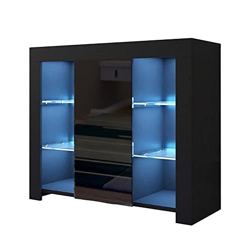 Image of Panana High Gloss Front Door Matt Body Sideboard RGB LED Light Display Cabinet Dining Room Wooden Cupboard Living Room TV Stand