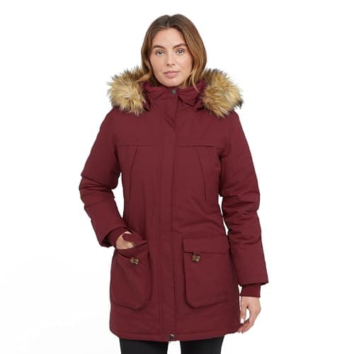 Image of Peter Storm Women’s Paloma Waterproof Parka Jacket with Faux Fur Lined Hood & 4 Pockets, Insulated & Adjustable Winter Coat (UK, Numeric, 16, Regular, Regular, Red)