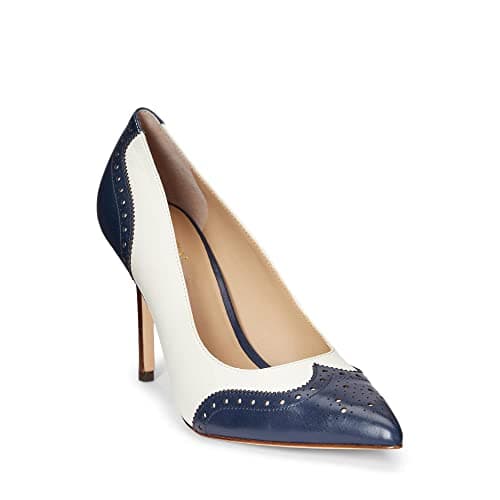 Image of Lauren Ralph Lauren Women's Lynden Nappa & Burnished Leather Pump, French Navy, 5 UK