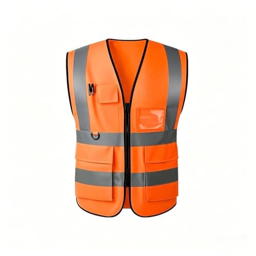 Image of Hi Vis Vests for Women Men High Visibility Reflective Safety Security Vest with Pockets Zipper Front Meets ANSI/ISEA Standards