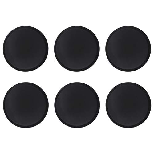 Image of Argon Tableware Black Round Serving Trays Pack of 6-35cm Reusable Non Slip Rubberized Surface Platter for Food and Drinks - Durable Heat Resistant Stackable Trays for Bars, Restaurants and Home Use