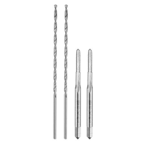 Image of sourcing map Tap and Drill Bit Set, 2pcs 2-56 UNC Straight Flute Thread Screw Taps & 2pcs 1.8mm Twist Drill Bits, HSS-6542 Tapping Threading Tool Kit
