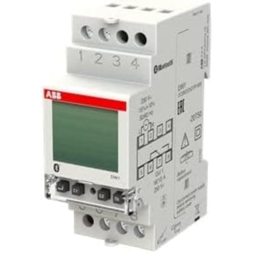 Image of ABB Protecta Plus DW1 Digital Time Switch • 1 Channel • Bluetooth App Programming • Up to 500W LED Load • Weekly Timer • DIN Rail • Potential-Free Changeover Contact • 2CSM222531R1000