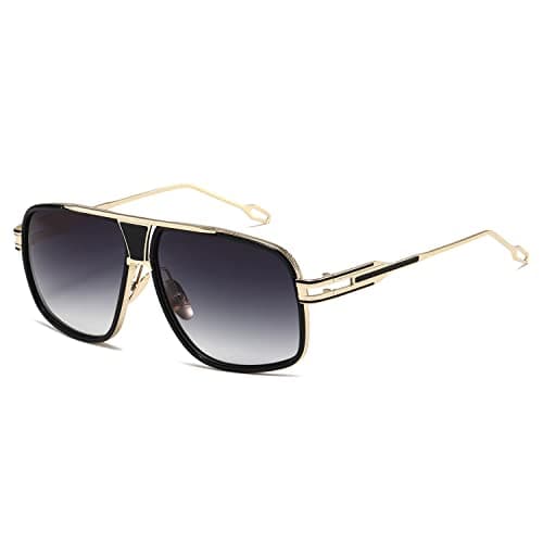 Image of kimorn Sunglasses For Men Retor Goggle Metal Frame Classic Eyewear AE0336 (Gold Frame Grey Lens, 62)