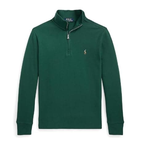 Image of Ralph Lauren Polo Boys' Cotton Quarter-Zip Pullover, Green, Size 7, 6-7 Years