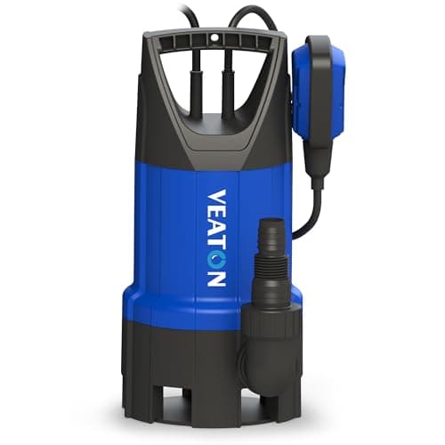 Image of VEATON Portable Submersible Pump 750W 13000L/H, Dirty/Clean Water Pump Automatic or Continuous Manual Operation by Float Switch, Water Transfer Drainage Pump for Pond Garden Pool Hot Tub