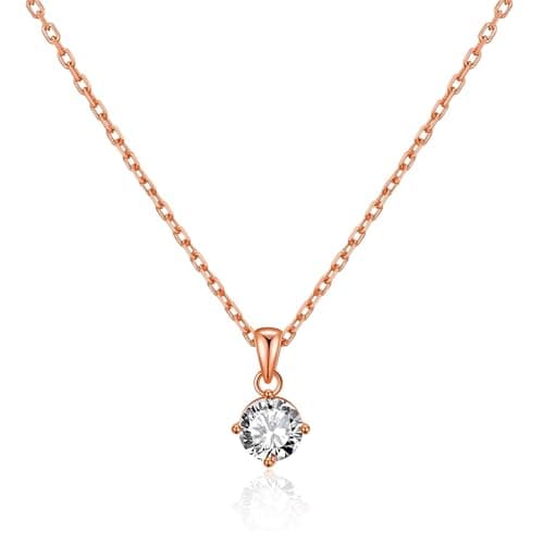 Image of Philip Jones Rose Gold Plated Solitaire Necklace Created with Zircondia® Crystals