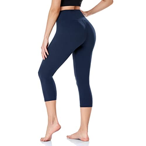 Image of ACTINPUT Capri Leggings for Women High Waisted Tummy Control 3/4 Length Leggings Sports Workout Gym Running Yoga Pants(1pc Navy Blue,S-M)