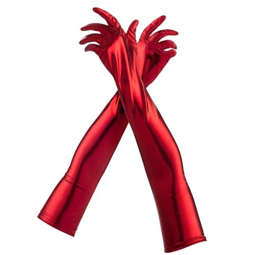 Image of PARUPRUP Women's Long Leather Gloves Winter Touchscreen Opera Evening Dress Driving Glove for Ladies (Red)