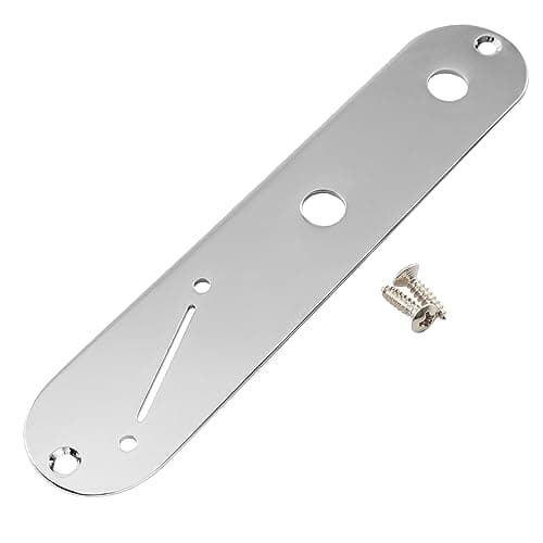 Image of Musiclily Pro 32mm Steel Control Plate with Narrow Pots Hole Spacing and Angled Switch Slot for Tele Style Electric Guitar, Chrome