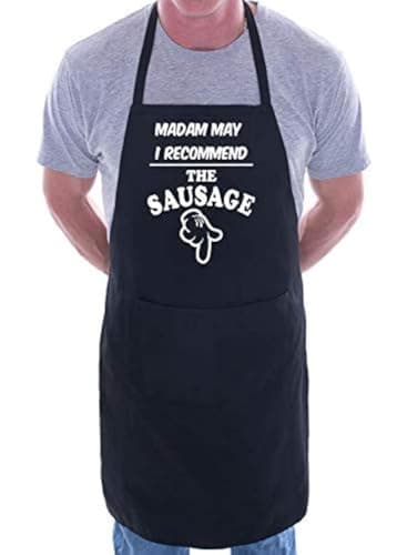 Image of Print4U Slogan Novelty Cooking Apron Recommend The Sausage Black