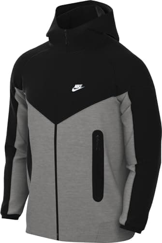 Image of Nike FB7921-064 Tech Fleece Sweatshirt Men's DK GREY HEATHER/BLACK/WHITE Size S