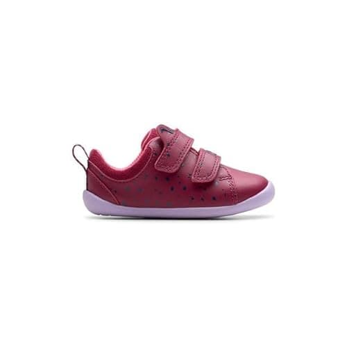 Image of Clarks Roamer Wish 2v Wine Kids Girls First and Baby Shoes 8390-56F