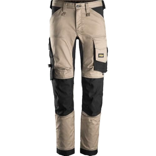 Image of Snickers 6341 Mens Allround Work Stretch Slim Fit Trousers Khaki/Black 30" 32"