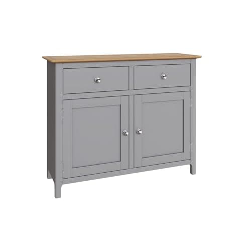 Image of FWStyle Dove Grey Oak 2 Door 2 Drawer Sideboard - H76 X W96 X D33cm