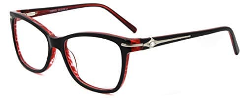 Image of FERAVIA Retro Square Glasses for Womens Non Prescription Fashion Glasses Clear Lens Square With Diamond Eyeglasses Wine Black