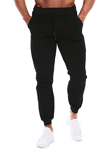 Image of HOOD CREW Men’s Joggers Slim Fit Sweatpants Casual Running Sports Trousers with Pockets Black