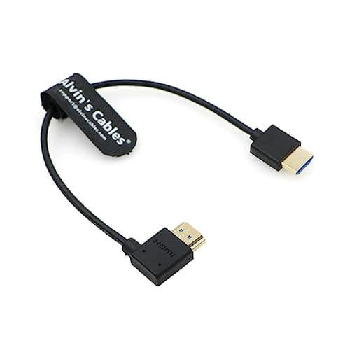 Image of Alvin's Cables 8K 2.1 HDMI Cable High Speed for Atomos Ninja V Monitor Straight to Left Angle HDMI Cord for Z CAM E2, Sony FS5| FS7| A7S3 Cameras 10inches|25CM
