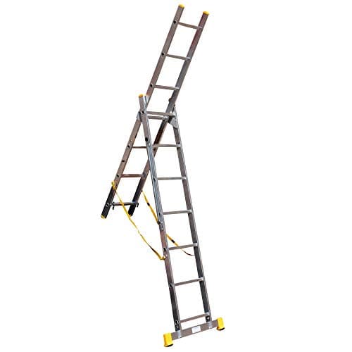 Image of Trade Master Pro® 2 Section Stair Combi-All-in-One Extension Ladder, Step Ladder & Free Standing Ladders | Lightweight Aluminium | 150kg Weight Rating | EN131 Certified | Size: 2x7