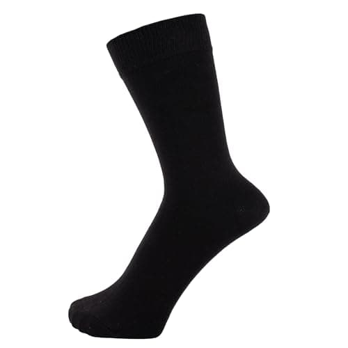 Image of ZAKIRA Combed Cotton Dress Socks - Plain Colour Business Crew Socks for Men & Women, Soft Breathable Cotton, 6-10 (UK), Black